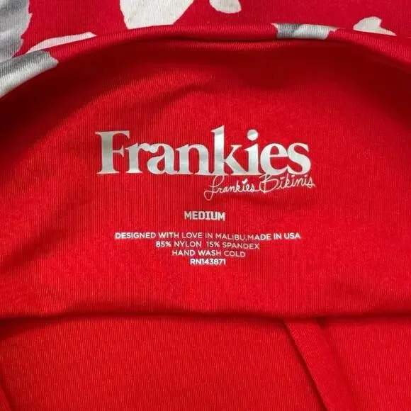 Frankies Bikinis Janelle One-Piece Swimsuit Red Floral Azalea Cheeky Cut Size M - Picture 6 of 9
